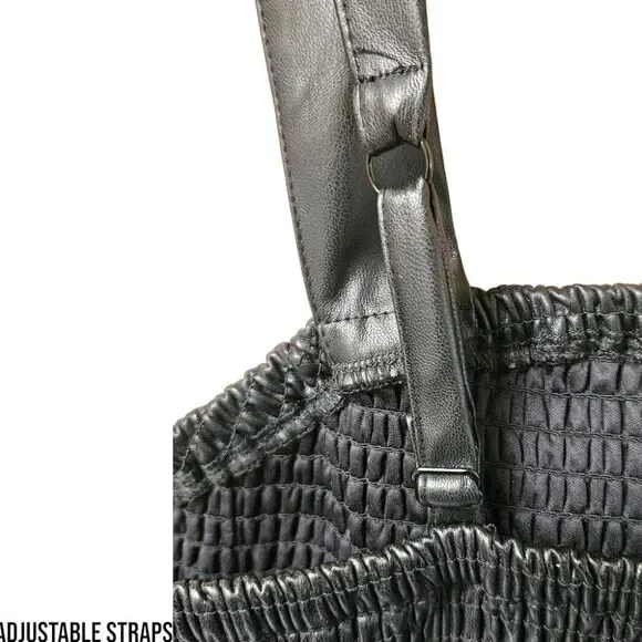 TORRID BlackβPeplum Fauxe Leather Crop Smocked Tank Top Classic Preppy 1X - Picture 7 of 16